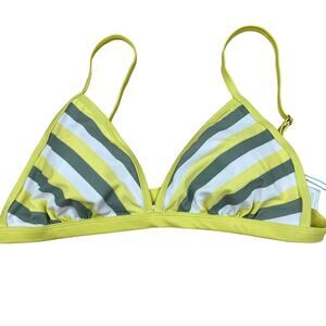 Kona Sol Women's Yellow Striped Triangle Bikini Top - Size XL - NWT